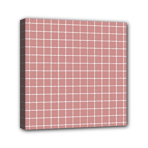 Abstrait Carreaux Rose/blanc Mini Canvas 6  X 6  (stretched) by kcreatif