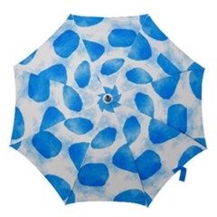 Cloudy Watercolor, Blue Cow Spots, Animal Fur Print Hook Handle Umbrellas (small) by Casemiro