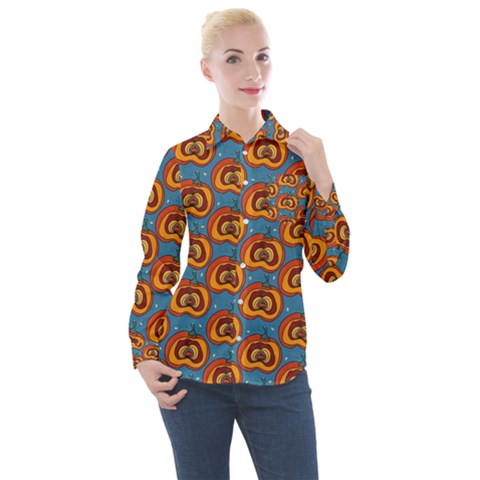 Pumpkin In Pumpkin Women s Long Sleeve Pocket Shirt by SychEva