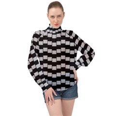 Illusion Blocks High Neck Long Sleeve Chiffon Top by Sparkle