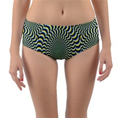 Illusion Waves Pattern Reversible Mid-waist Bikini Bottoms by Sparkle