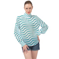 Beach Waves High Neck Long Sleeve Chiffon Top by Sparkle