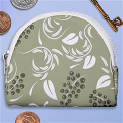 Folk Flowers Print Floral Pattern Ethnic Art Horseshoe Style Canvas Pouch by Eskimos