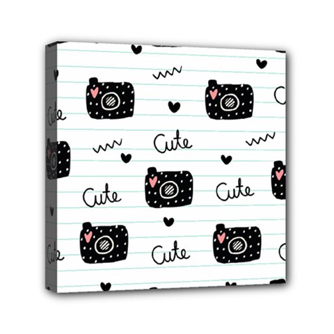 Cute Cameras Doodles Hand Drawn Mini Canvas 6  X 6  (stretched) by Sapixe