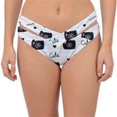 Cute Cameras Doodles Hand Drawn Double Strap Halter Bikini Bottom by Sapixe