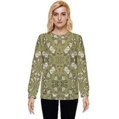 Folk Flowers Print Floral Pattern Ethnic Art Hidden Pocket Sweatshirt by Eskimos