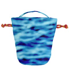 Blue Waves Abstract Series No4 Drawstring Bucket Bag by DimitriosArt