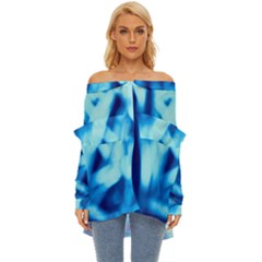 Blue Abstract 2 Off Shoulder Chiffon Pocket Shirt by DimitriosArt