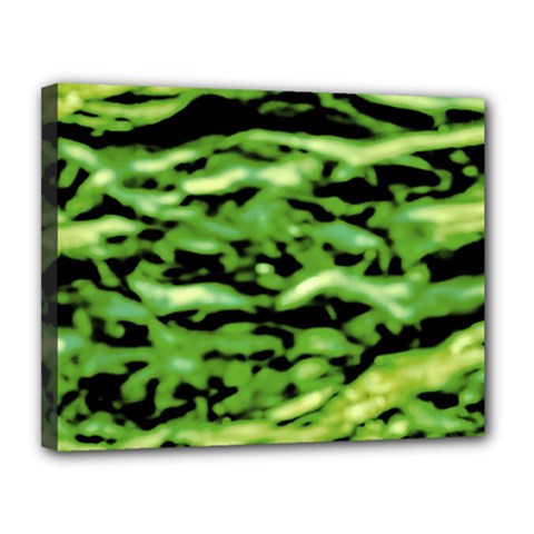 Green  Waves Abstract Series No11 Canvas 14  X 11  (stretched) by DimitriosArt