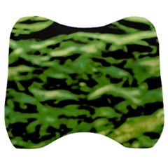 Green  Waves Abstract Series No11 Velour Head Support Cushion by DimitriosArt