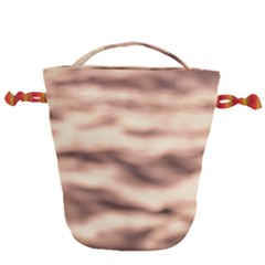 Pink  Waves Abstract Series No6 Drawstring Bucket Bag by DimitriosArt
