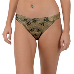 Wood Art With Beautiful Flowers And Leaves Mandala Band Bikini Bottom by pepitasart