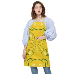 Floral Folk Damask Pattern Fantasy Flowers Floral Geometric Fantasy Pocket Apron by Eskimos