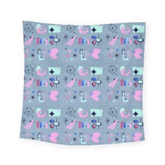 50s Diner Print Blue Square Tapestry (small) by NerdySparkleGoth