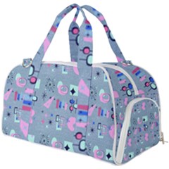 50s Diner Print Blue Burner Gym Duffel Bag by NerdySparkleGoth