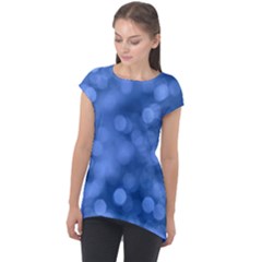 Light Reflections Abstract No5 Blue Cap Sleeve High Low Top by DimitriosArt