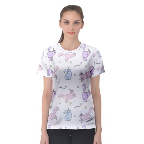 Unicorn Cats Pattern 2 Women s Sport Mesh Tee by Littlebird