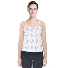 Unicorn Cats Pattern 2 Velvet Spaghetti Strap Top by Littlebird