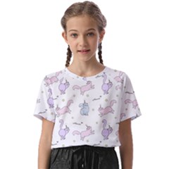 Unicorn Cats Pattern 2 Kids  Basic Tee by Littlebird