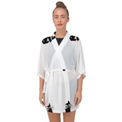 Cats Pattern Example Half Sleeve Chiffon Kimono by Littlebird