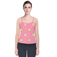 Cookies Pattern Pink Velvet Spaghetti Strap Top by Littlebird