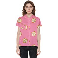 Cookies Pattern Pink Short Sleeve Pocket Shirt by Littlebird