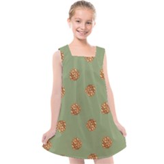 Pine Cones Green Kids  Cross Back Dress by Littlebird