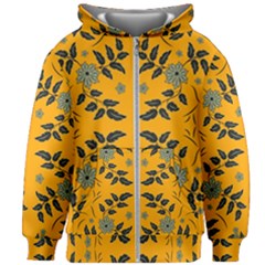 Floral Folk Damask Pattern Fantasy Flowers Floral Geometric Fantasy Kids  Zipper Hoodie Without Drawstring by Eskimos