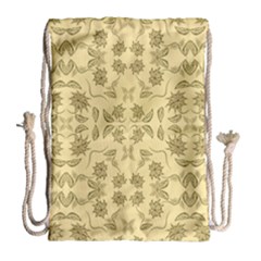 Floral Folk Damask Pattern Fantasy Flowers Floral Geometric Fantasy Drawstring Bag (large) by Eskimos