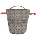 Floral folk damask pattern Fantasy flowers Floral geometric fantasy Drawstring Bucket Bag View2