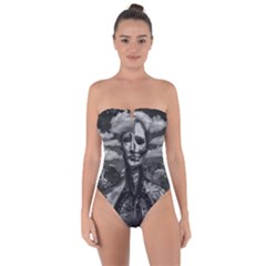 Bw Creepy Fantasy Scene Artwork Tie Back One Piece Swimsuit by dflcprintsclothing