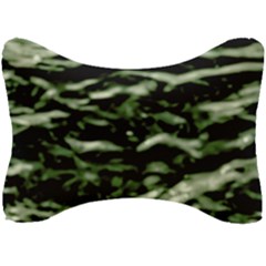 Green  Waves Abstract Series No5 Seat Head Rest Cushion by DimitriosArt