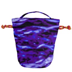 Purple  Waves Abstract Series No2 Drawstring Bucket Bag by DimitriosArt