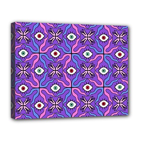Abstract Illustration With Eyes Canvas 14  X 11  (stretched) by SychEva