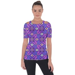 Abstract Illustration With Eyes Shoulder Cut Out Short Sleeve Top by SychEva