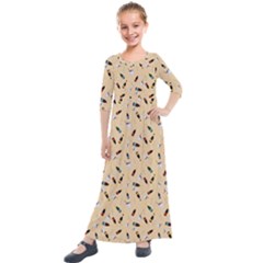 Festive Champagne Kids  Quarter Sleeve Maxi Dress by SychEva