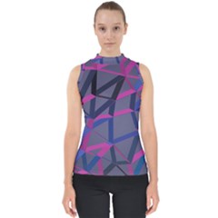 3d Lovely Geo Lines Mock Neck Shell Top by Uniqued