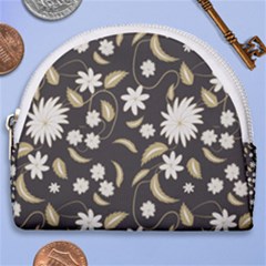 Folk Flowers Print Floral Pattern Ethnic Art Horseshoe Style Canvas Pouch by Eskimos