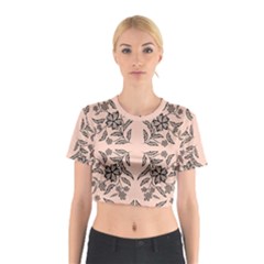 Floral Folk Damask Pattern  Cotton Crop Top by Eskimos