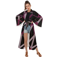3d Lovely Geo Lines Iii Maxi Kimono by Uniqued