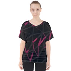 3d Lovely Geo Lines Viii V-neck Dolman Drape Top by Uniqued