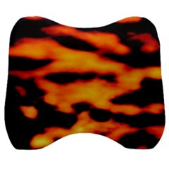 Orange Waves Abstract Series No2 Velour Head Support Cushion by DimitriosArt