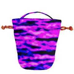 Purple  Waves Abstract Series No6 Drawstring Bucket Bag by DimitriosArt