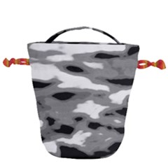 Black Waves Abstract Series No 1 Drawstring Bucket Bag by DimitriosArt