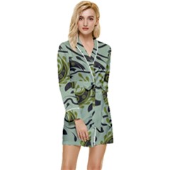 Floral Pattern Paisley Style Paisley Print   Long Sleeve Satin Robe by Eskimos