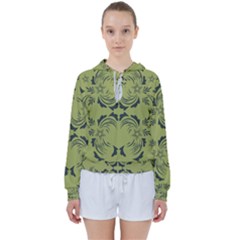 Floral Folk Damask Pattern Fantasy Flowers  Women s Tie Up Sweat by Eskimos