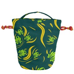 Folk Flowers Print Floral Pattern Ethnic Art Drawstring Bucket Bag by Eskimos