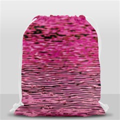 Pink  Waves Flow Series 1 Drawstring Bag (small) by DimitriosArt