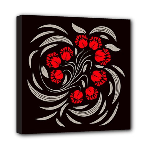 Folk Flowers Floral Art Print Flowers Abstract Art  Mini Canvas 8  X 8  (stretched) by Eskimos
