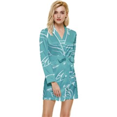 Folk Flowers Print Floral Pattern Ethnic Art Long Sleeve Satin Robe by Eskimos